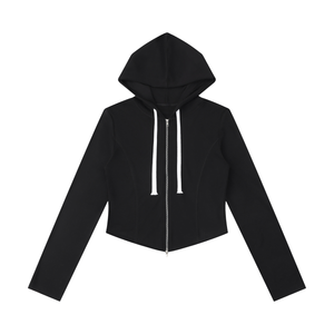 Women's Slim Cropped Full-Zip Hoodie – Fitted Athleisure Sweatshirt