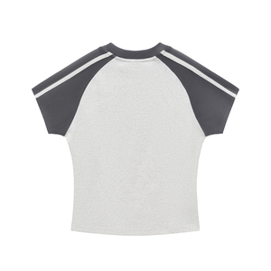 Contrast Stripes Bodycon Raglan  Sleeve T-Shirt