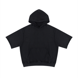 Unisex Mineral Wash Short Sleeve Hoodie – Oversized Vintage Streetwear Hooded Tee