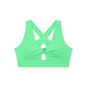 Women's Twist Front V-Neck Sports Bra – Seamless Medium Support Activewear Bra