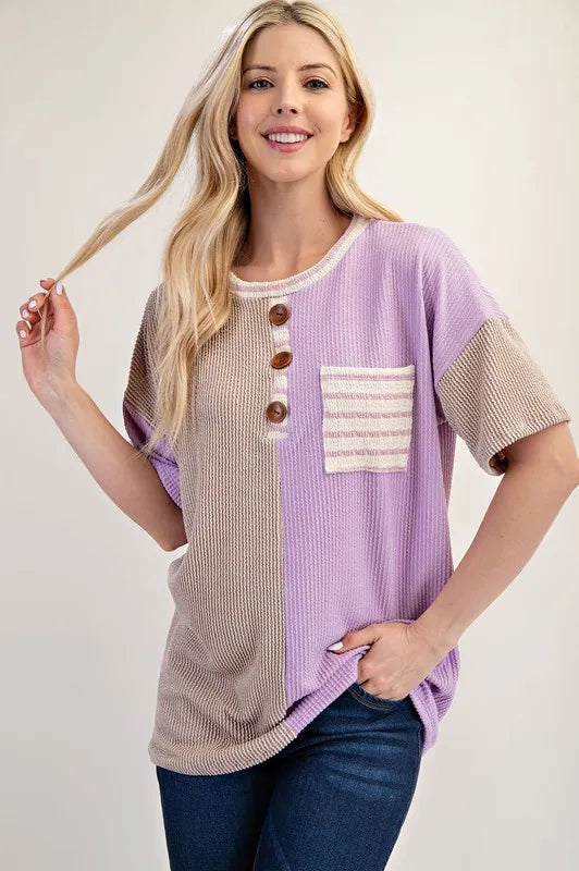 Celeste Full Size Rib Contrast Short Sleeve T-Shirt – MYN2O