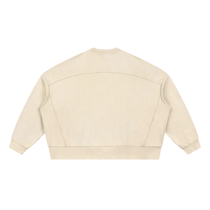 Unisex Oversized Mineral Wash Sweatshirt – Vintage Heavyweight Cotton Boxy Crewneck