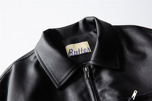 Casual Matte PU Leather Jacket Men's Coat