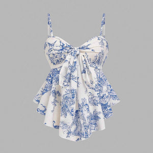 Printed Sleeveless Irregular Hem Camisole Top