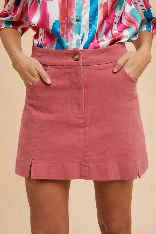 Annie Wear Comfort Stretch Cotton Slit Detailed Mini Skirt – MYN2O

