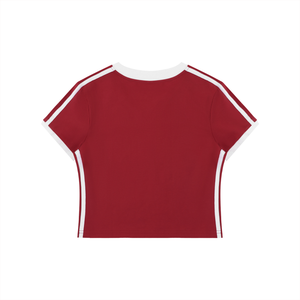Women's Retro Binding V-Neck Crop T-Shirt – Slim Fit Vintage Crop Top