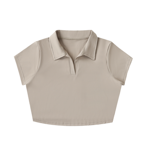 V-Neck Lapel Crop Top