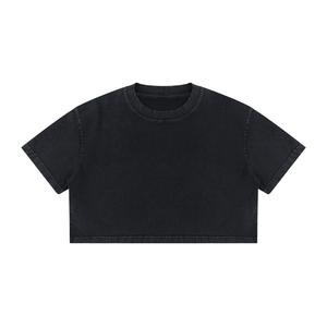 Women's Mineral Wash Cotton Crop T-Shirt – Vintage Oversized Cropped Streetwear Tee