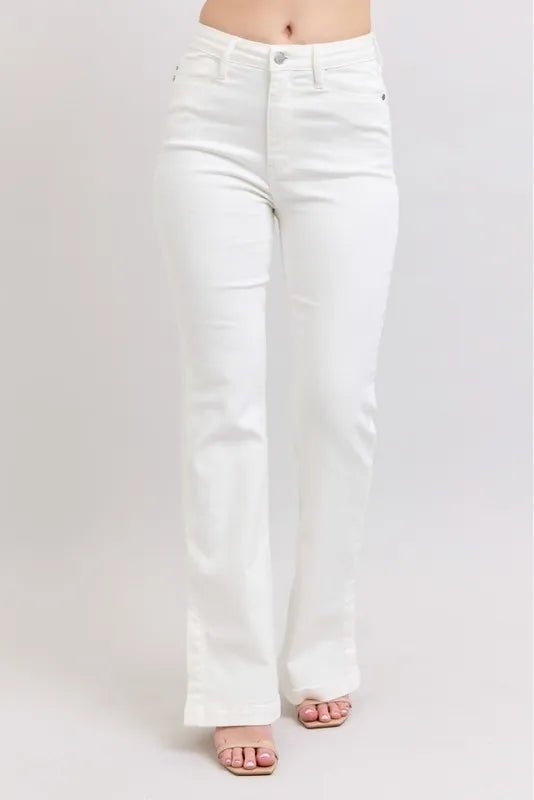 Judy Blue plus-size high waist side slit slim bootcut jeans – flattering fit – MYN2O