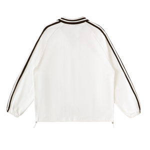 Contrast Striped Lapel Collar Sweatshirt