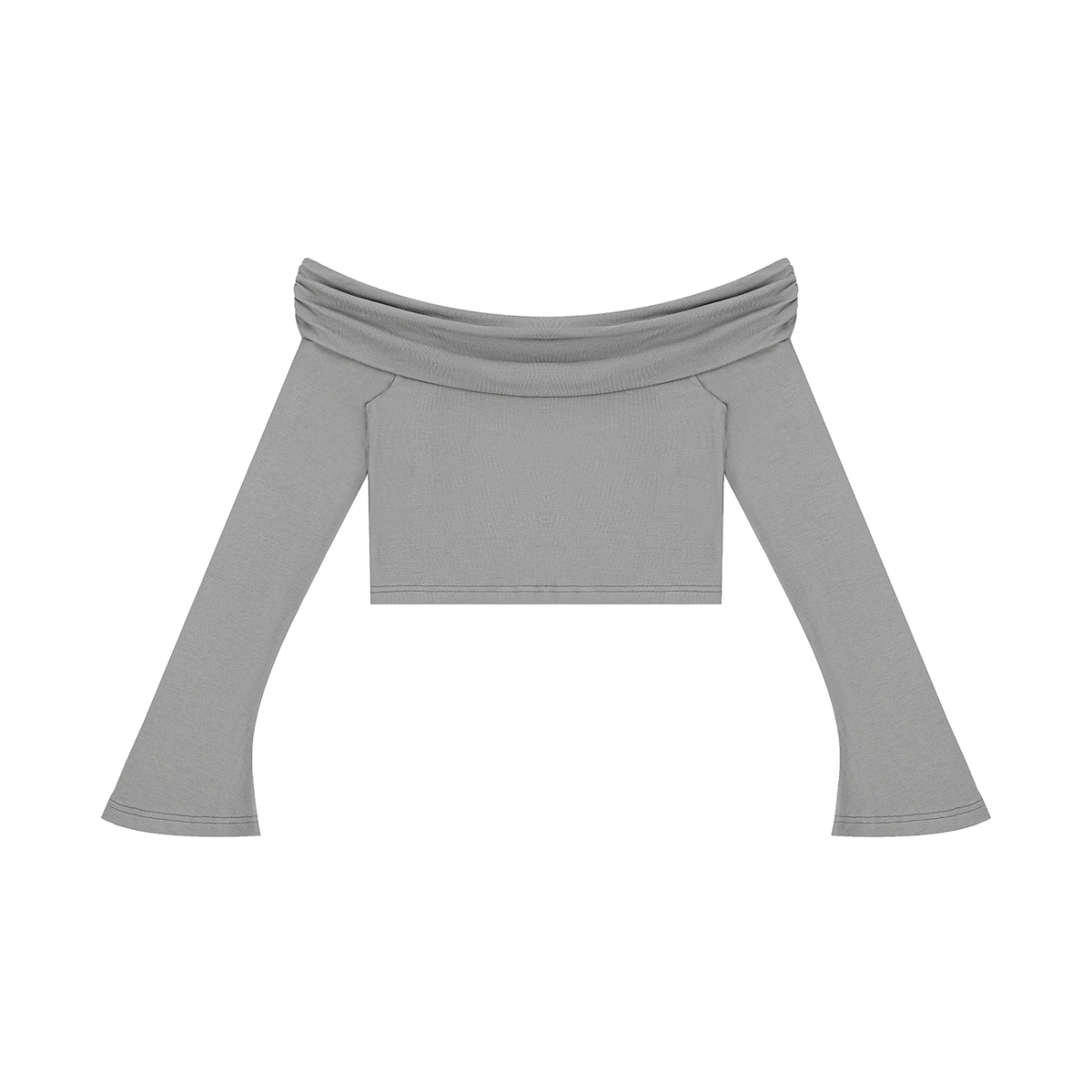 Women's Off-the-Shoulder Bell Sleeve Crop T-Shirt – Slim Fit Fashion Top