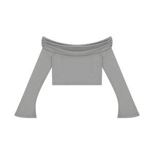 Women's Off-the-Shoulder Bell Sleeve Crop T-Shirt – Slim Fit Fashion Top
