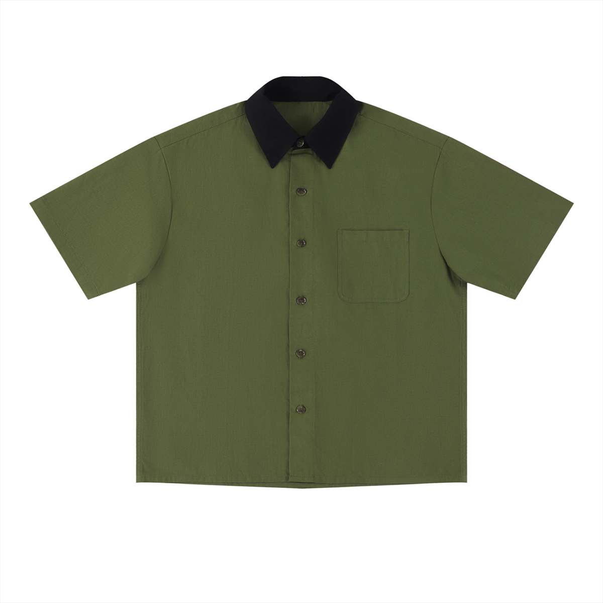 Unisex Color Block Short Sleeve Shirt – Relaxed Fit Casual Button-Up