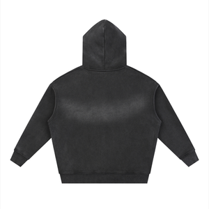 Unisex Vintage Sunfade Two-Way Zip Boxy Fleece Hoodie – Oversized Heavyweight Hoodie