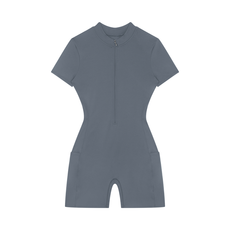 Women's Quarter-Zip Short Sleeve Romper