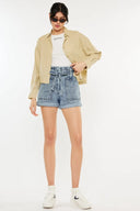 KanCan ultra high rise paperbag denim shorts with waist tie – trendy summer fashion – MYN2O