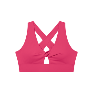 Women's Twist Front V-Neck Sports Bra – Seamless Medium Support Activewear Bra