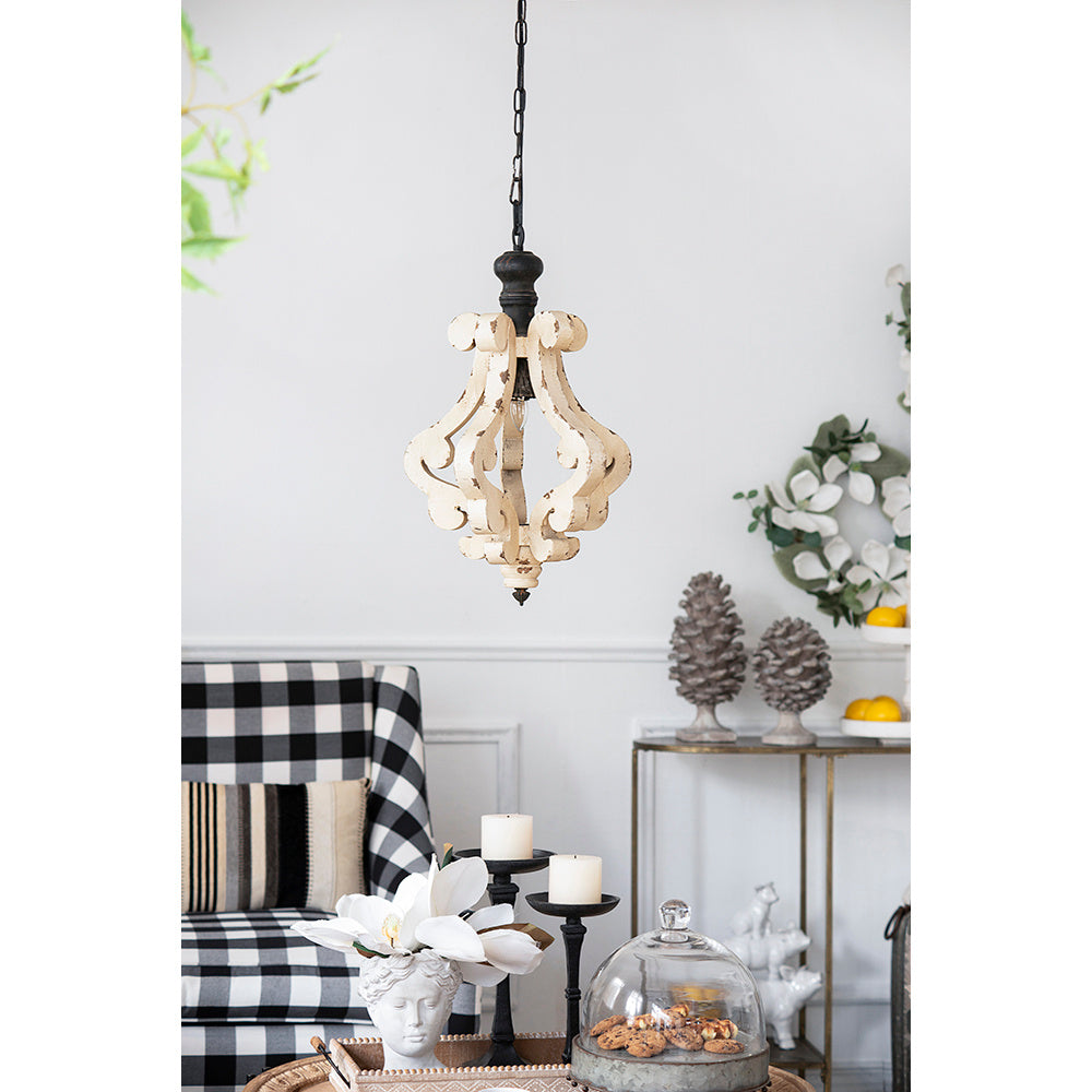 Farmhouse Chandelier, Dilapidated White Chandelier French Country Wood Chandelier For Living Room Foyer
