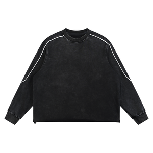 Mineral Wash Piping Raw Hem Sweatshirt