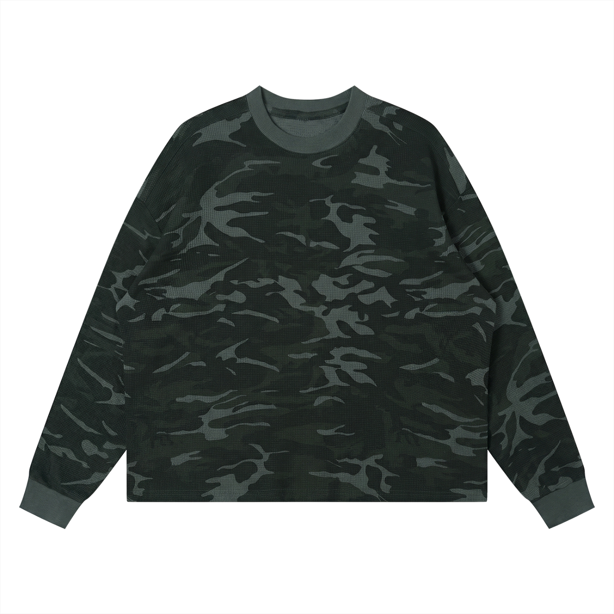 Unisex Waffle Boxy Long Sleeve T-Shirt – Oversized Textured Streetwear Tee