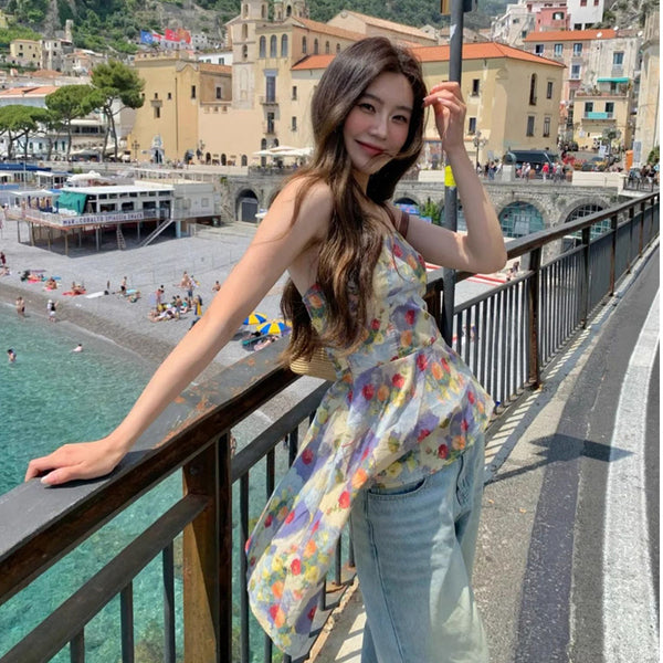 Pure And Alluring Style Oil Painting Print Tube Top For Women