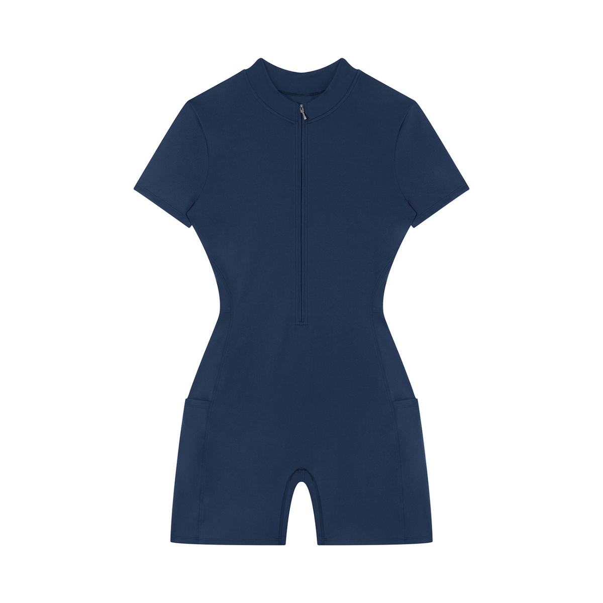 Women's Quarter Zip Short Sleeve Romper – Athletic One-Piece Activewear Jumpsuit