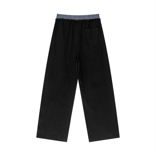 Plaid Contrast Waist Pants