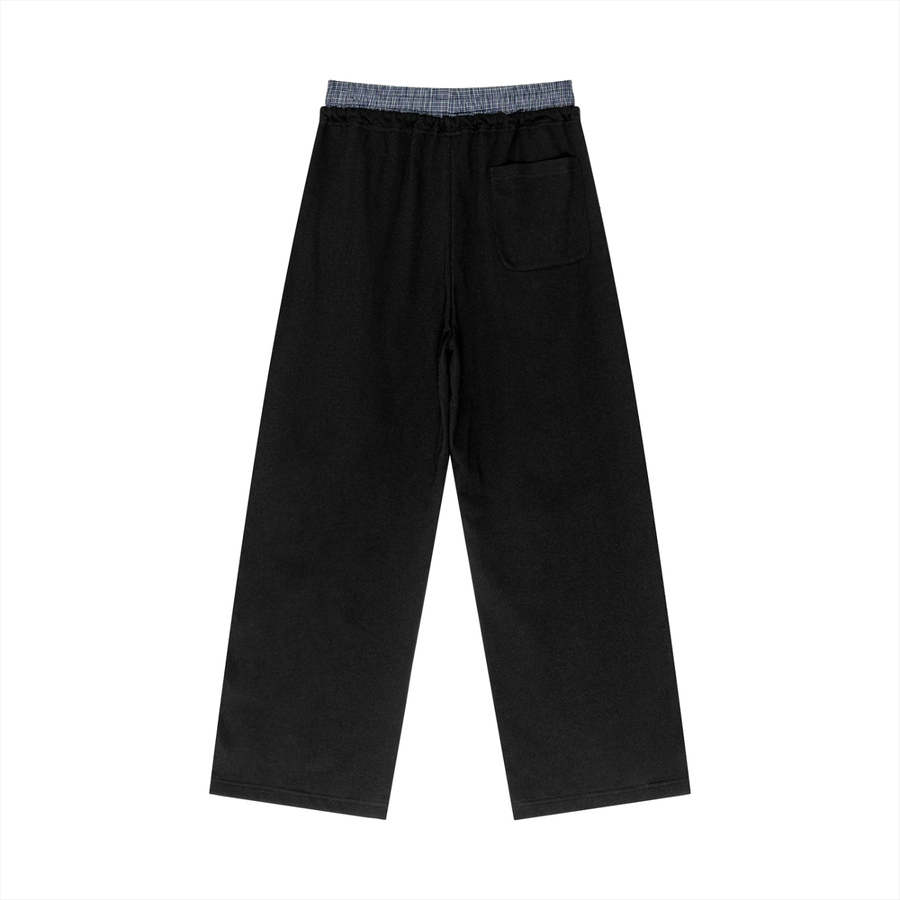 Plaid Contrast Waist Pants