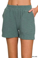 Zenana cotton slub short pants with adjustable drawstring – lightweight casual wear – MYN2O