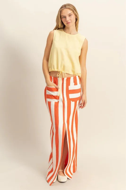 HYFVE striped pocket detail maxi skirt – flowing casual summer style – MYN2O

