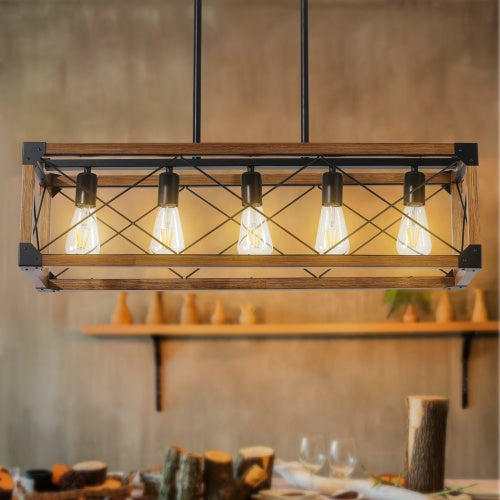 5 Lights Vintage Farmhouse Chandelier For Kitchen, Living Room, Dining Room