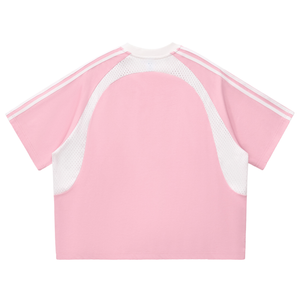 Contrast Stripes Panel Mesh T-shirt