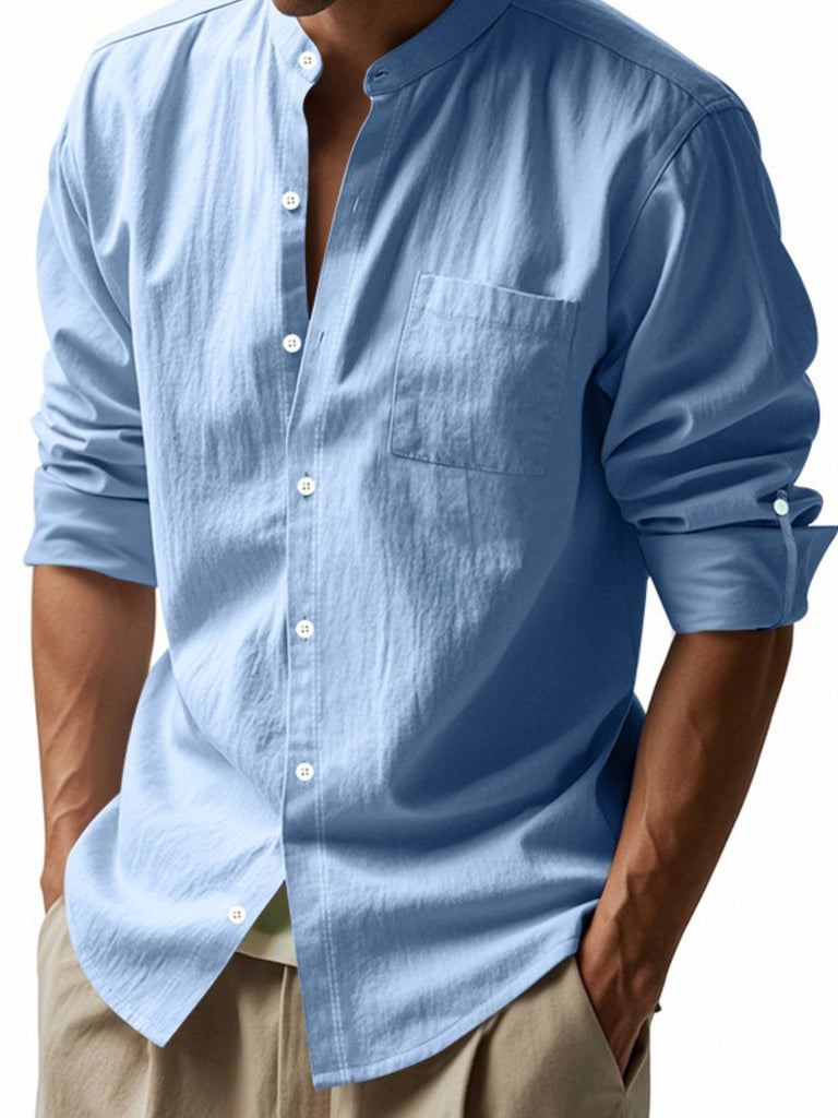Men’s plus-size button-down long sleeve shirt with chest pockets – MYN2O