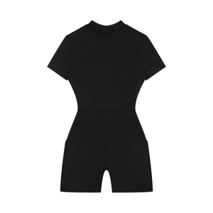 Women's Quarter Zip Short Sleeve Romper – Athletic One-Piece Activewear Jumpsuit