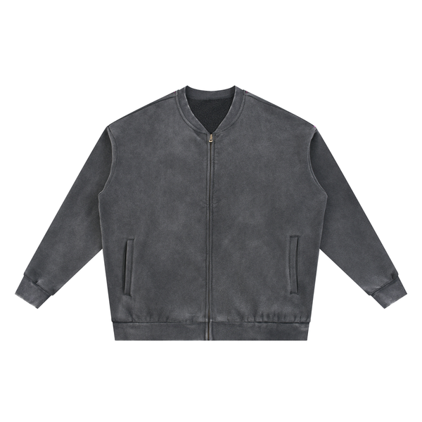 Vintage Washed Fleece Baseball Jacket
