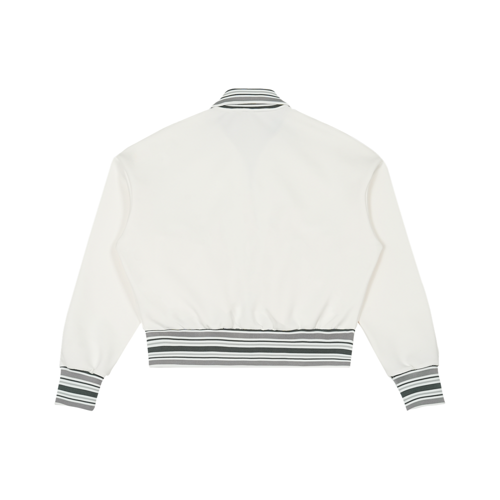 Striped Rib Collar Zip Jacket