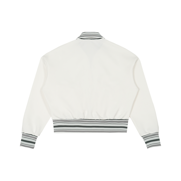 Striped Rib Collar Zip Jacket