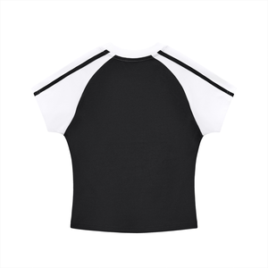 Contrast Stripes Bodycon Raglan  Sleeve T-Shirt