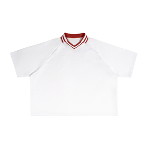 Contrast Lapel Collar Boxy T-Shirt