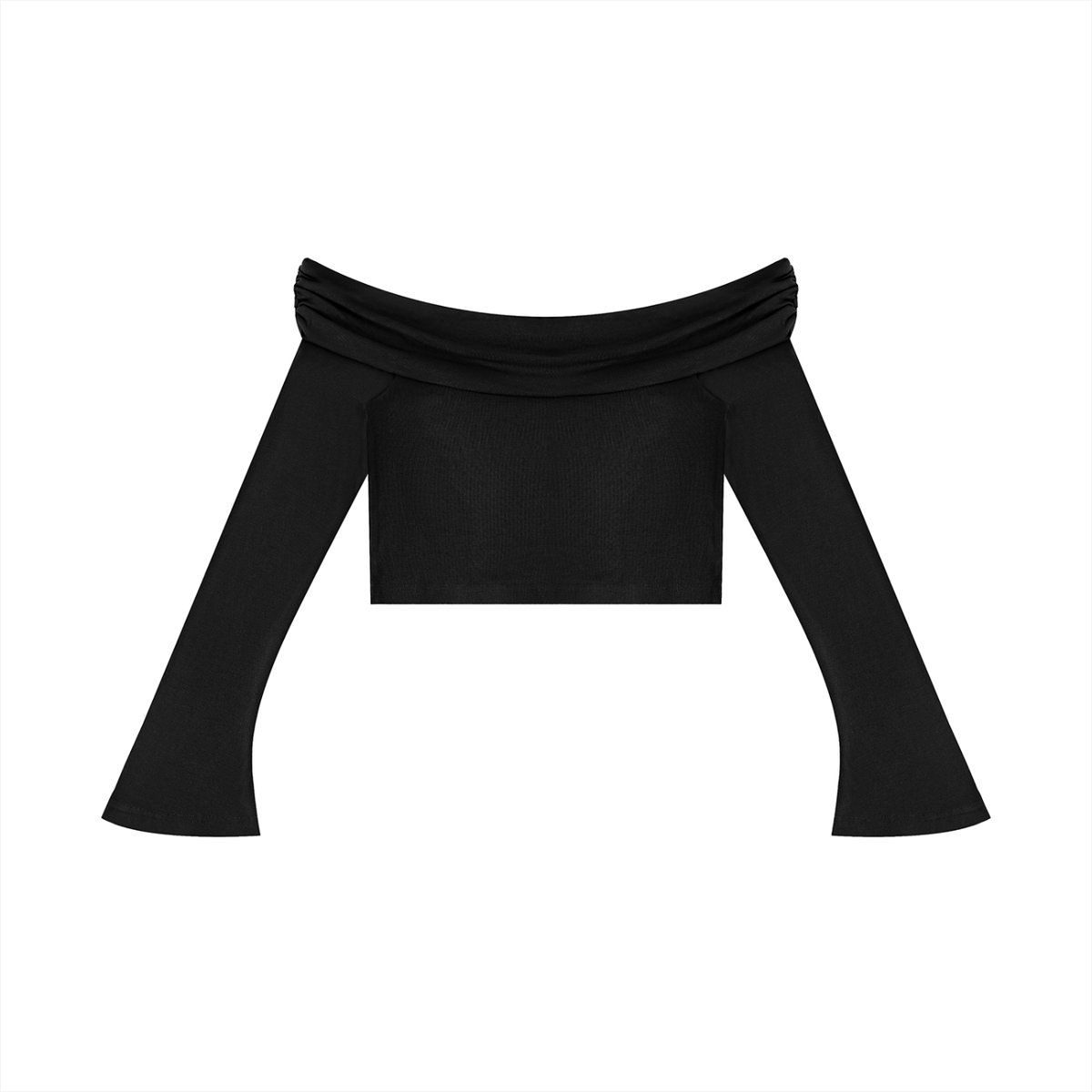 Women's Off-the-Shoulder Bell Sleeve Crop T-Shirt – Slim Fit Fashion Top