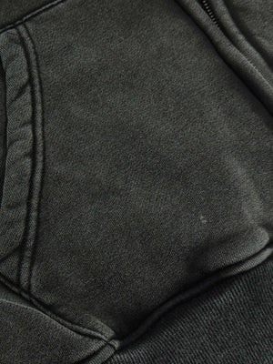 Snow Washed Zip-Through Fleece Hoodie
