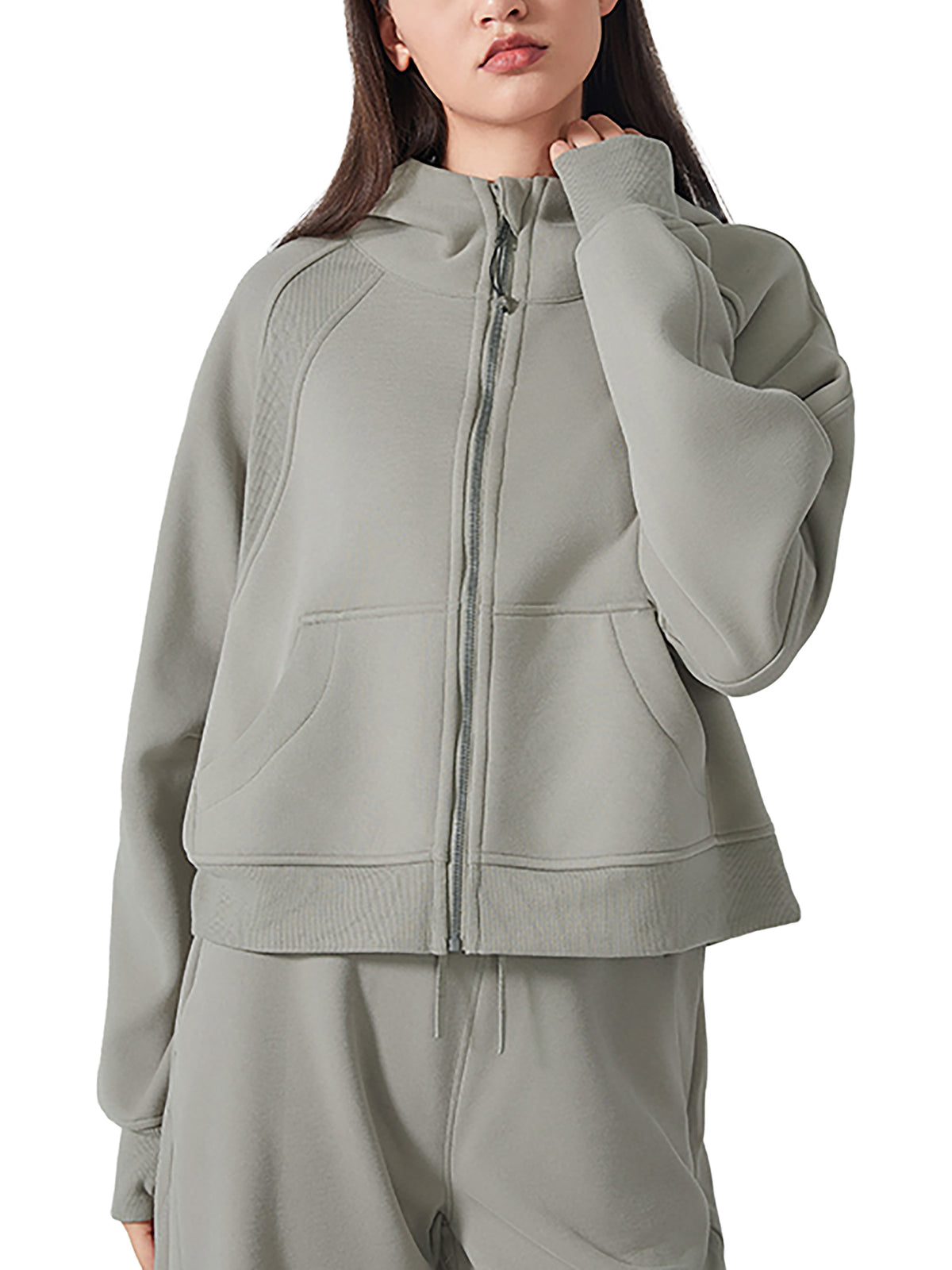 Cropped Zip-Through Hoodie