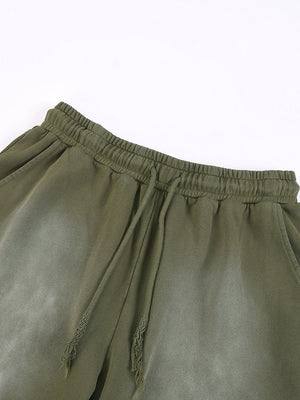 Rectangle Patch Monkey Washed Shorts