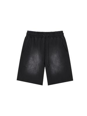 Rectangle Patch Monkey Washed Shorts