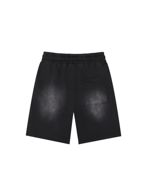 Rectangle Patch Monkey Washed Shorts