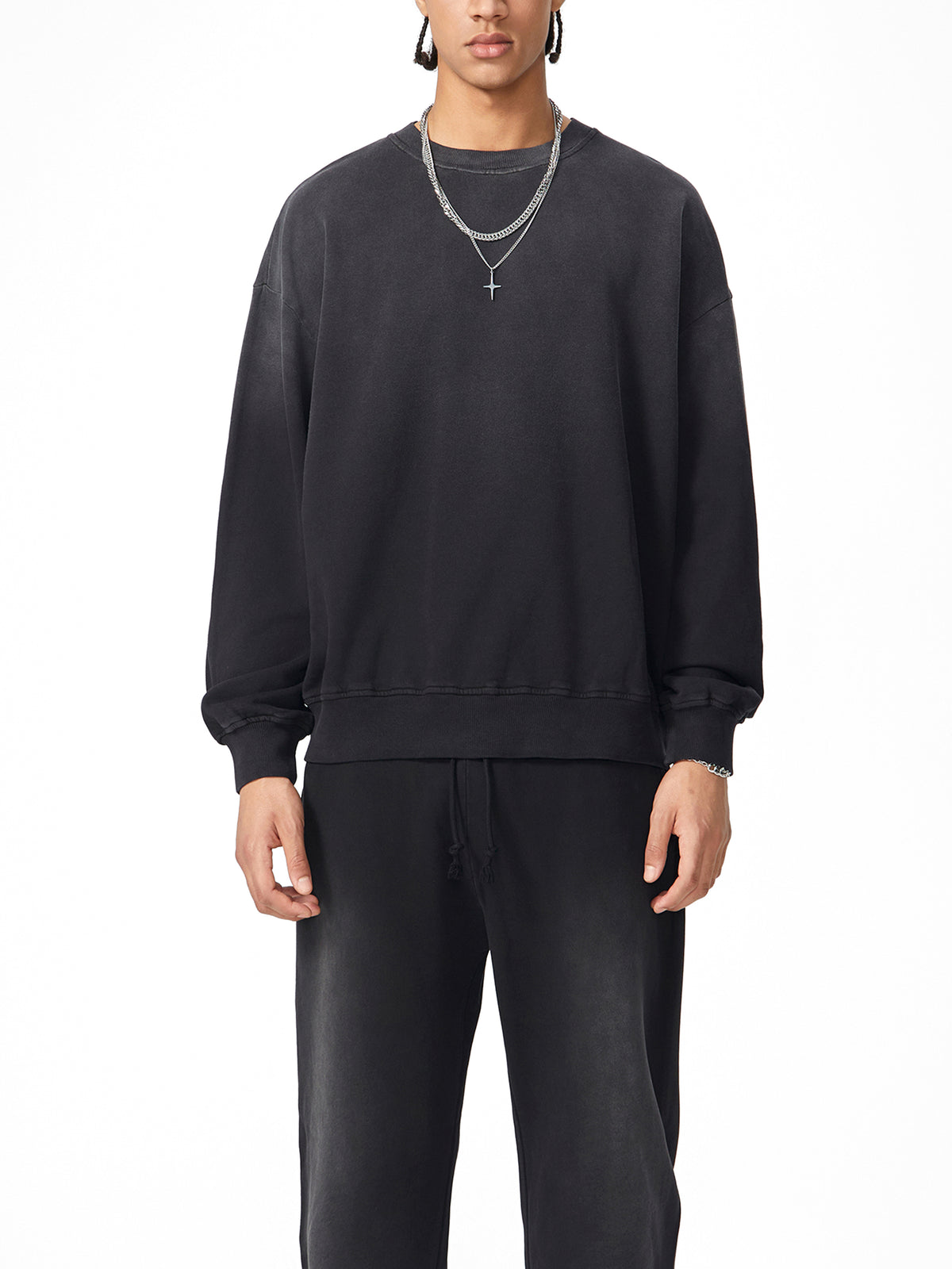 Sunfade Drop-Shoulder Cotton Sweatshirt