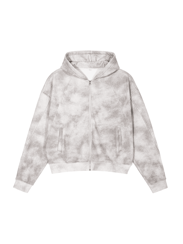 Dirty Washed Zip-Up Fleece Hoodie
