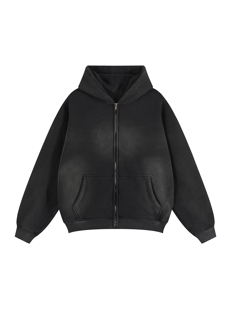 Sunfade Two-way Zipper Boxy Fleece Hoodie