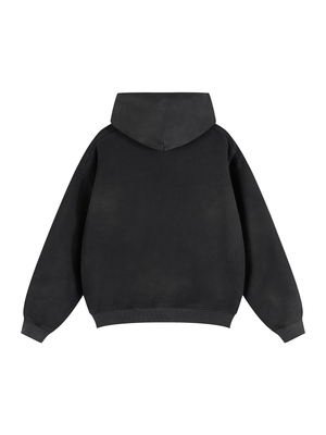 Unisex Vintage Sunfade Two-Way Zip Boxy Fleece Hoodie – Oversized Heavyweight Hoodie