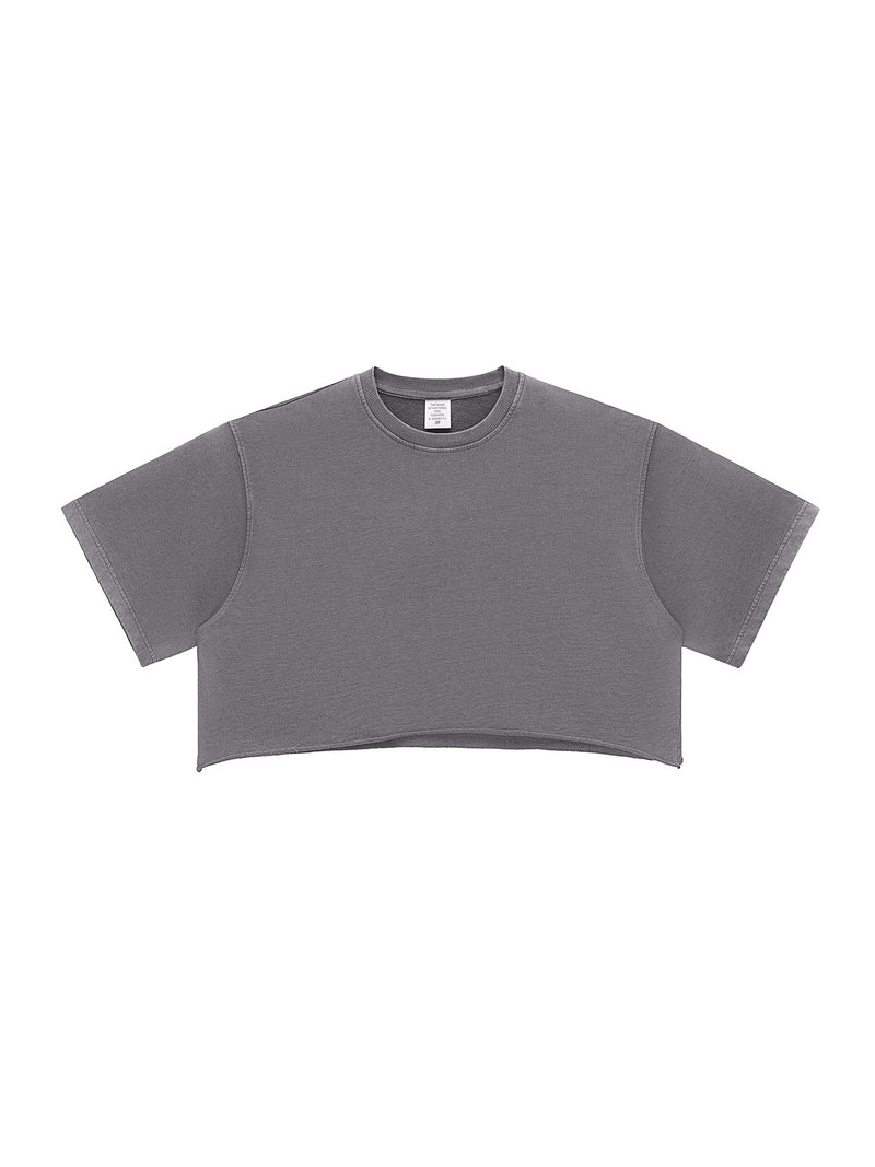 Snow Washed Raw Edge Crop Top